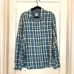 Johnnie-O Long Sleeve Casual Button Down Blue Plaid Cotton Mens size M